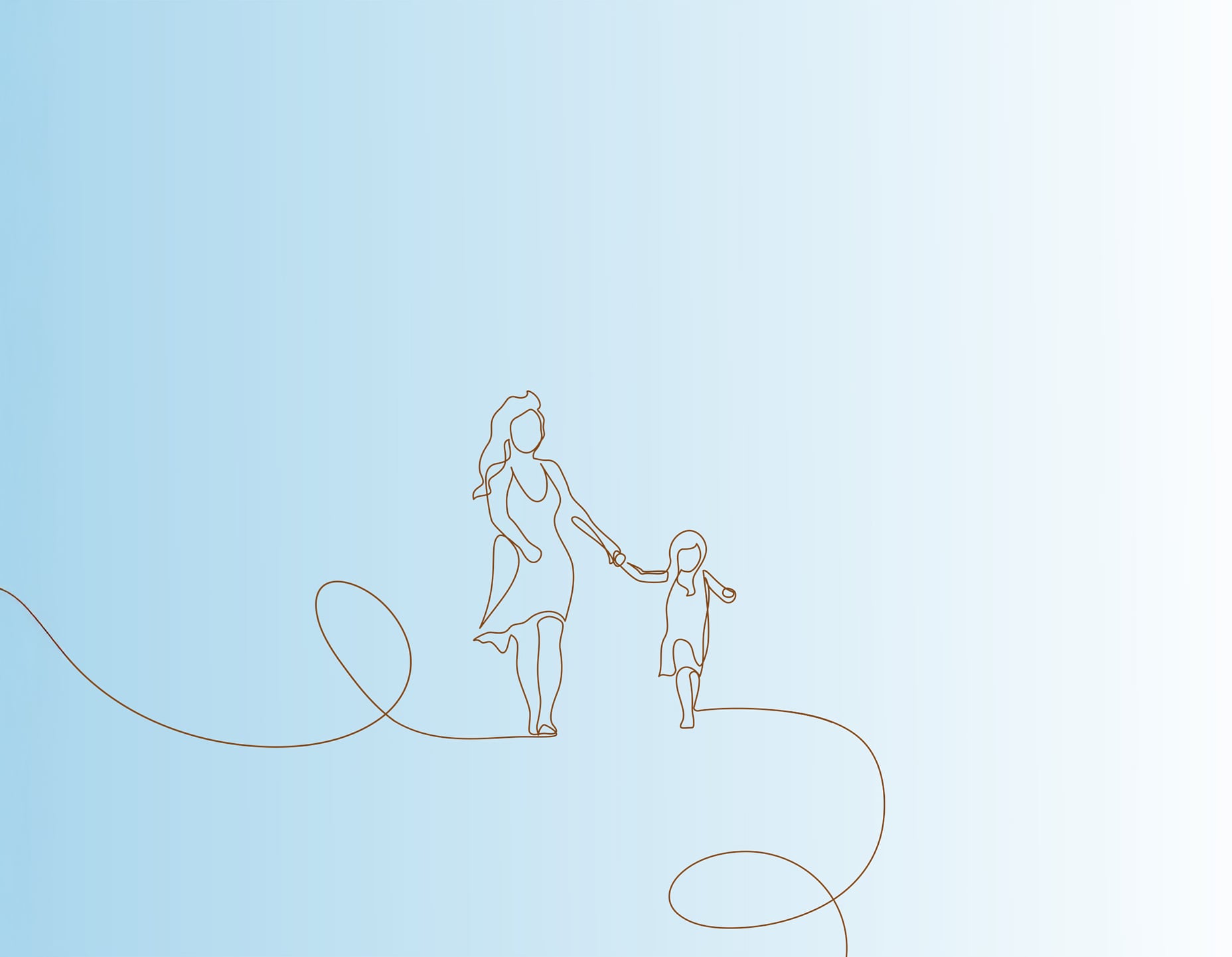 Illustratie van een vrouw die een kind bij de hand houdt